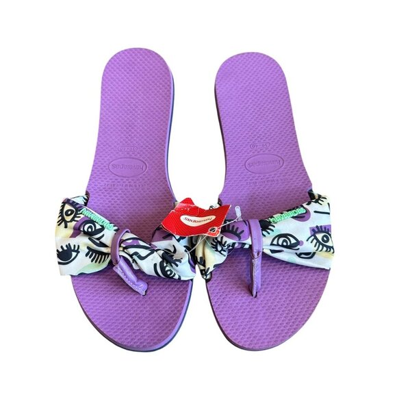 Havaianas You Saint Tropez Sandals Slides Bold Colorful Eye Print Size 9 NWT - Picture 2 of 9